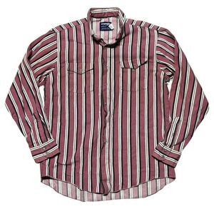 Wrangler Men's Vintage Striped Western Pearl Snap Shirt‎ Size 16.5x35